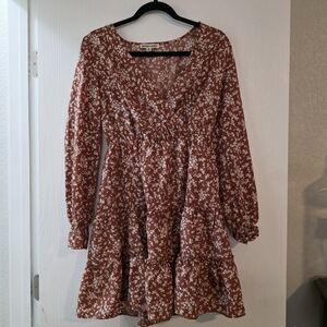Universal Thread Rust Floral Long Sleeve Dress